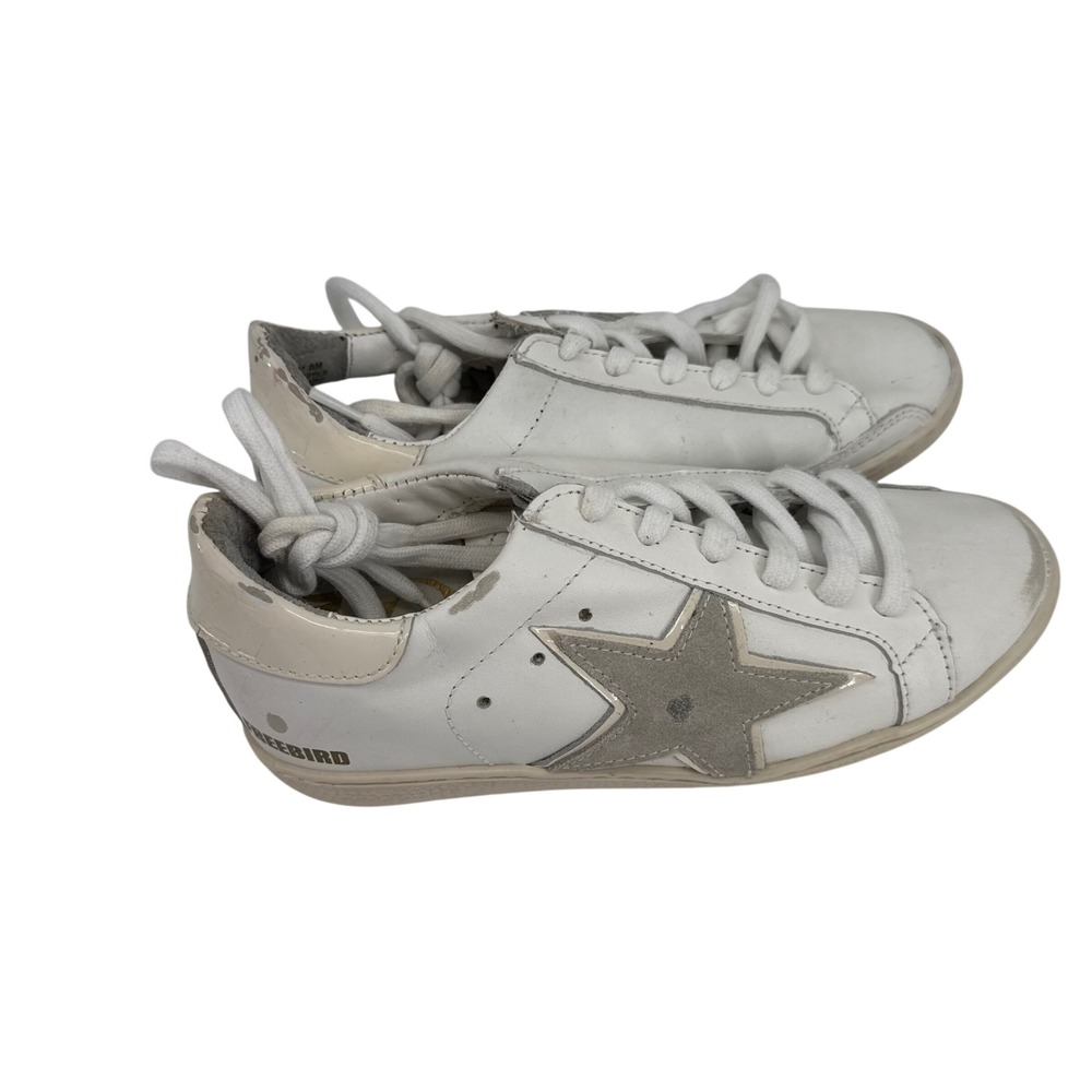 Freebird by Steven FB927 Sneakers Women 8 White Distressed Star Leather